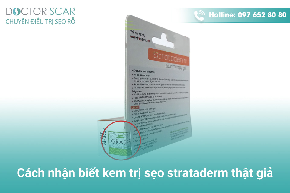 Kem trị sẹo strataderm thật giả.