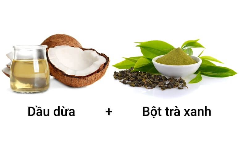 trị sẹo rỗ bằng dầu dừa kết hợp bột trà xanh